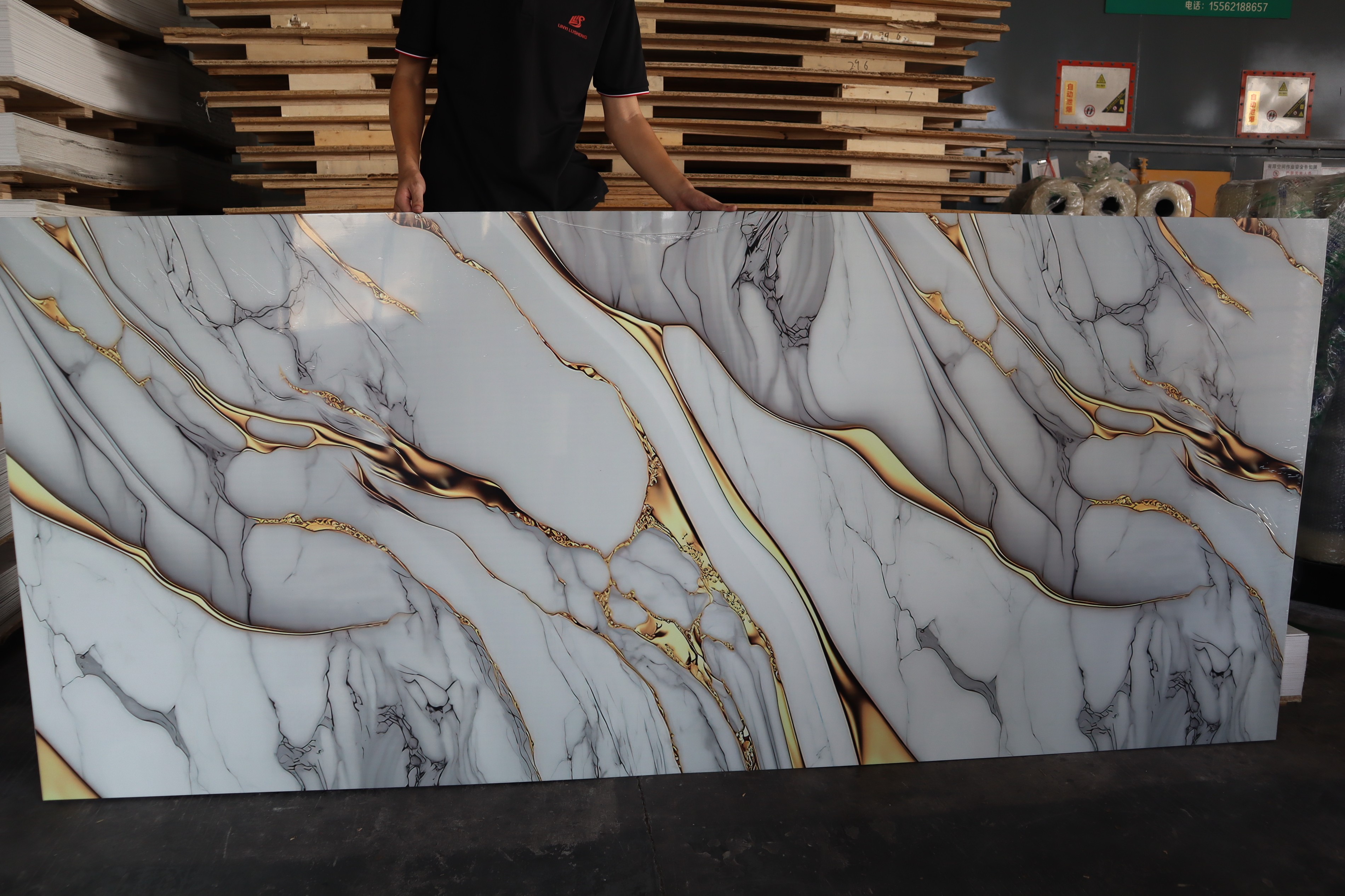 High quality fireproof 3d wall panel for indoor decoration pvc marble sheet 