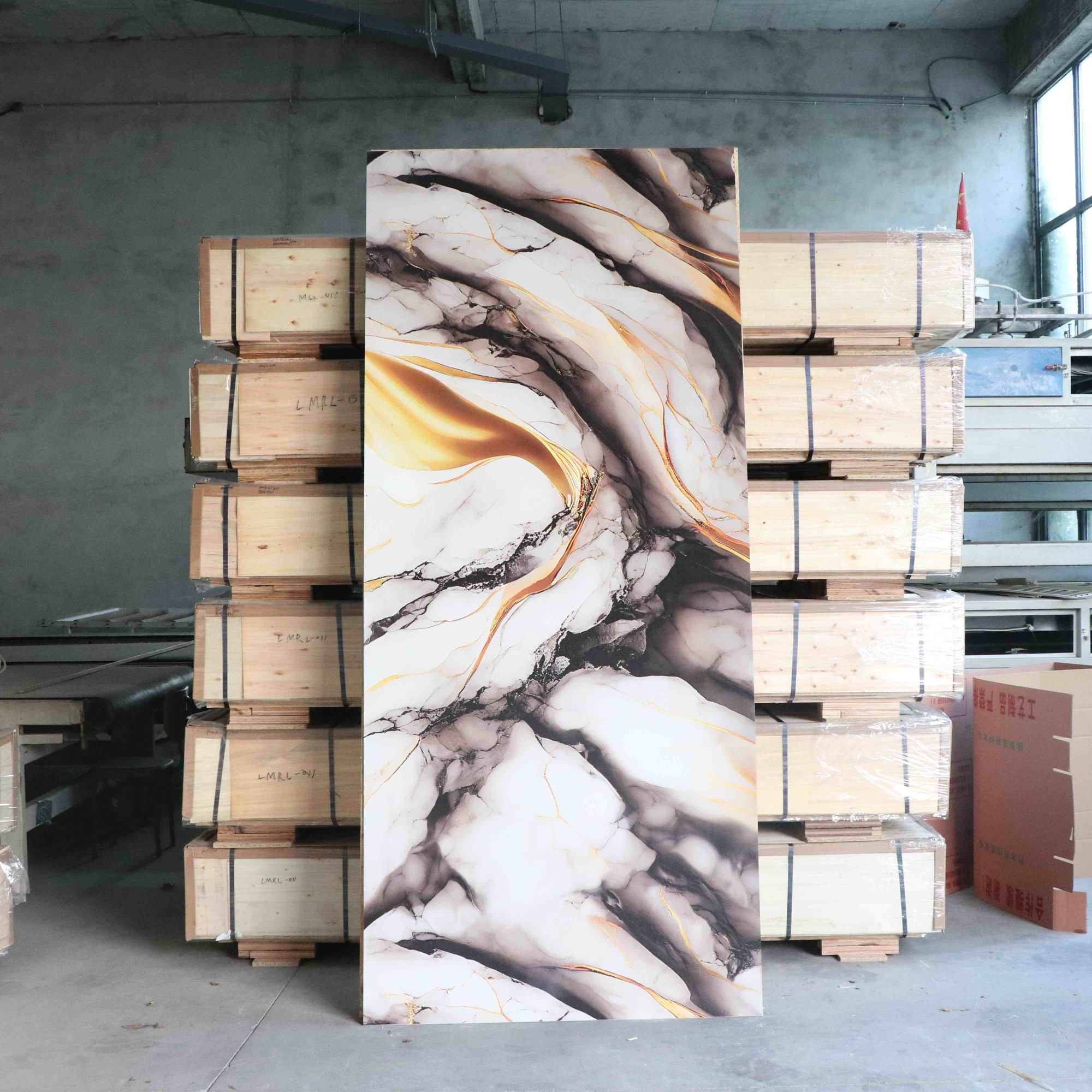 New Design Gold Line Color PVC Marble Sheet