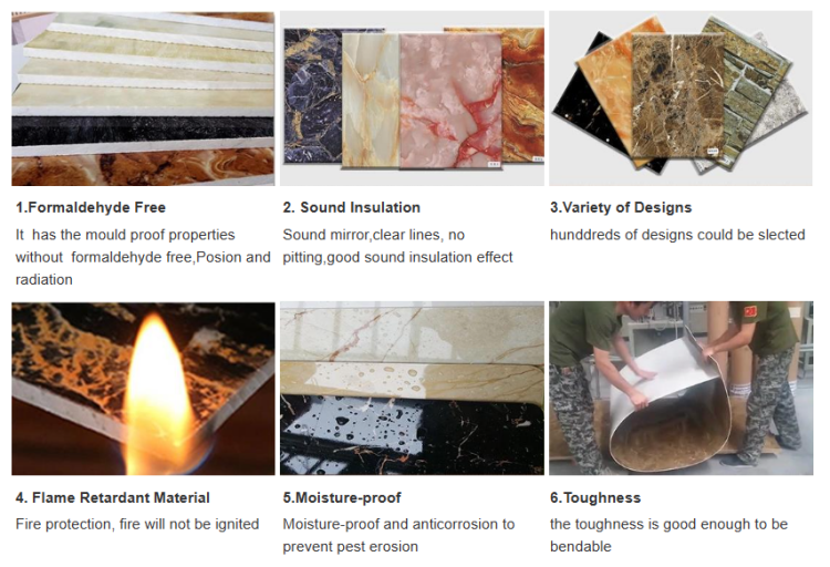 high glossy digital printing UV Marble PVC sheet PVC UV marble wall panel open book design(图5)