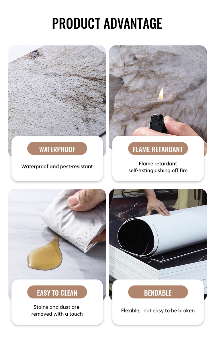 New materials faux marble flexible plastic sheets / uv sheets for interior high gloss uv boards(图2)